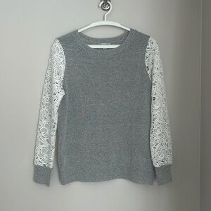 Women’s Cream Floral Sleeve Sweater - Halogen - Large